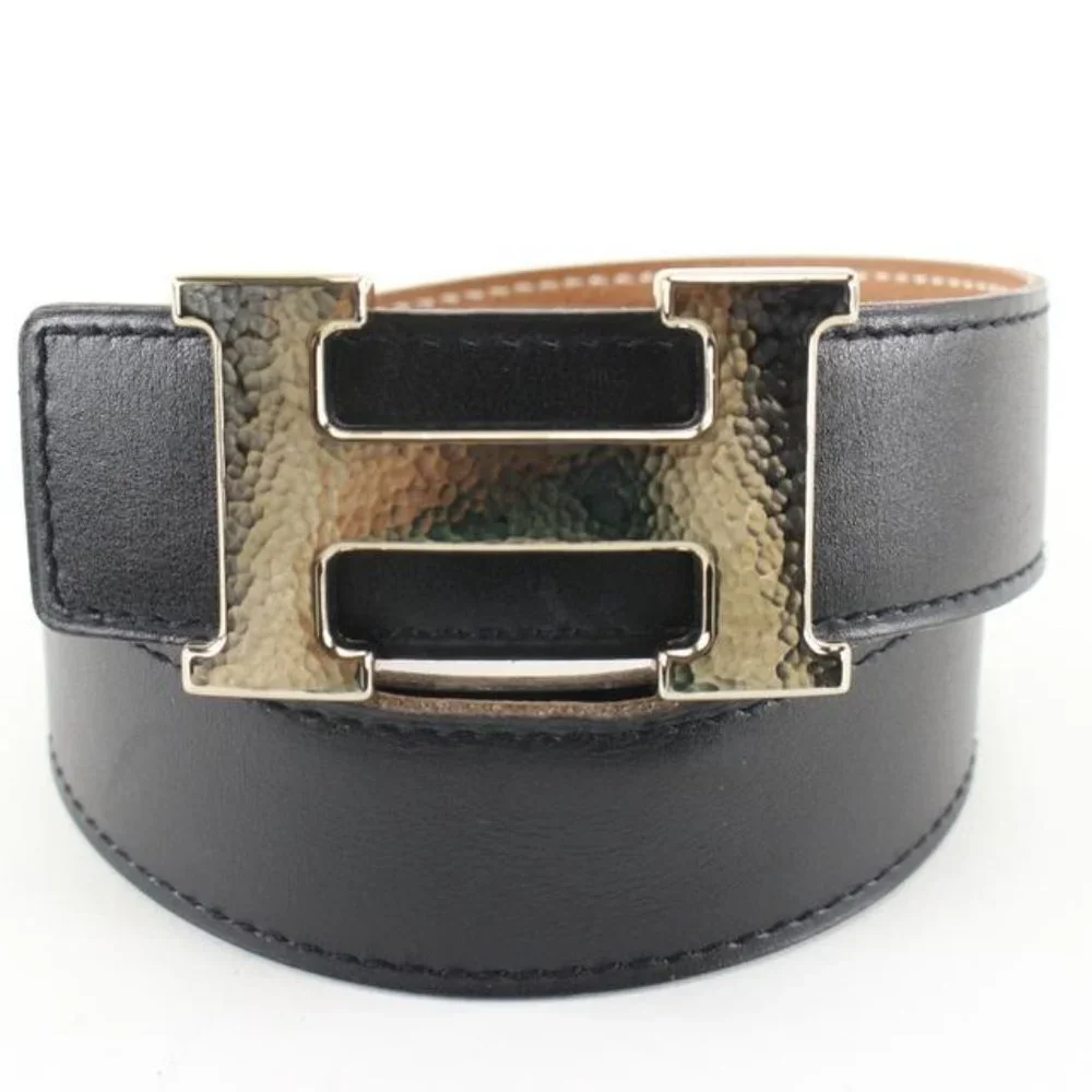 Hermès 32mm Martelee Reversible H Logo Belt Hammered Buckle 85h629s